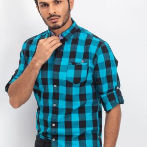 Foreigner men's turquoise and black shirt