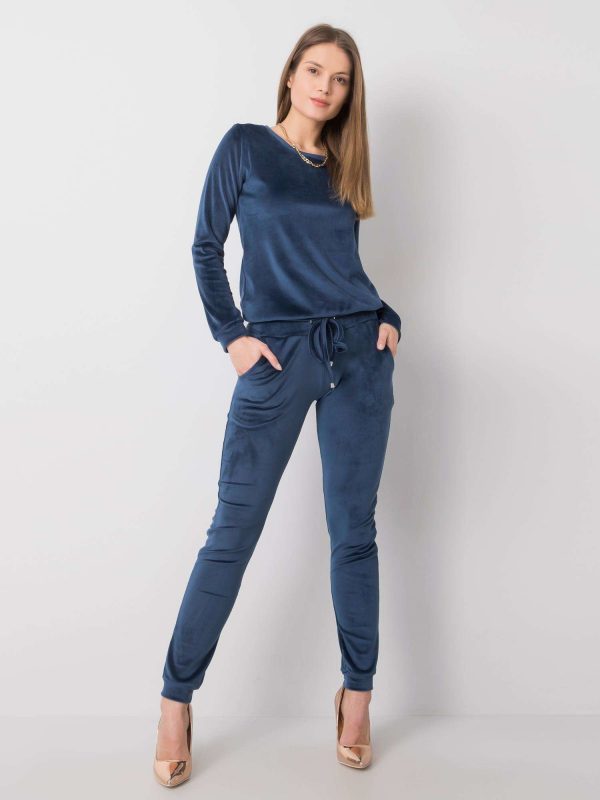 Dark blue velour set Clarisa RUE PARIS