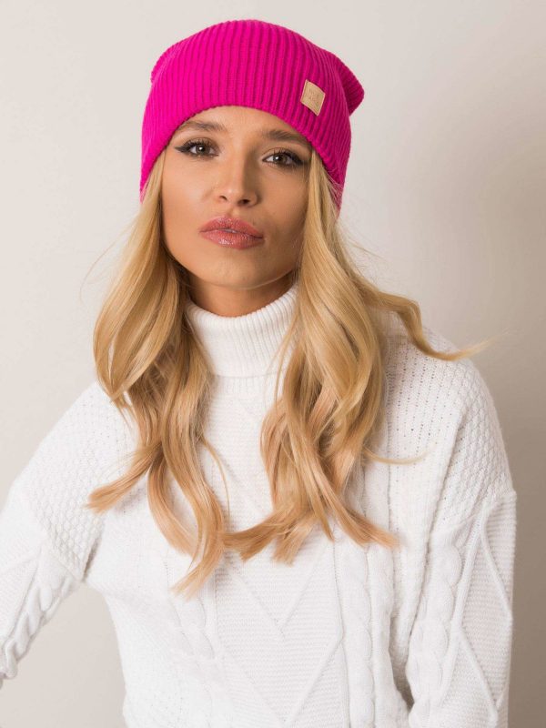 Fuchsia beanie hat with tassel RUE PARIS