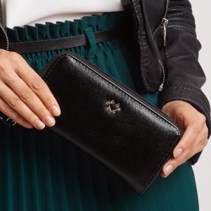 Black wallet with zipper