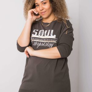 Dark khaki blouse with inscription Marilia