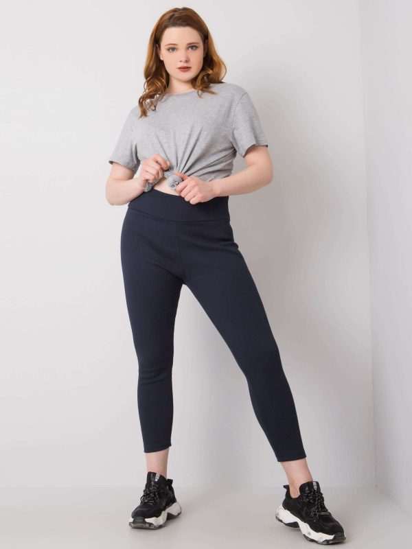 Navy blue plus size striped leggings Caitleen RUE PARIS