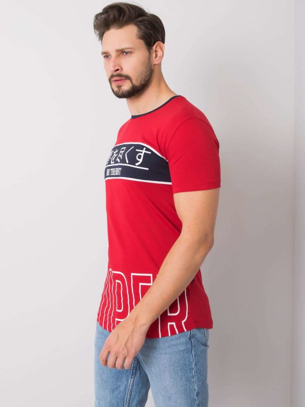 Red T-shirt for men with print Luca