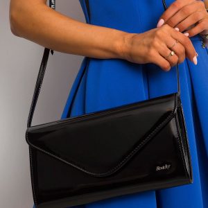 Black oblong lacquered clutch bag