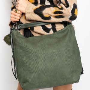 Dark green striped bag