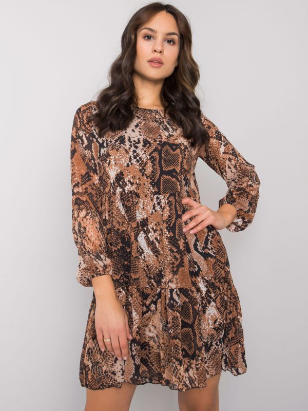 Black and brown dress with print Loxley RUE PARIS