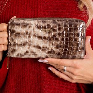 Brown lacquered women's wallet