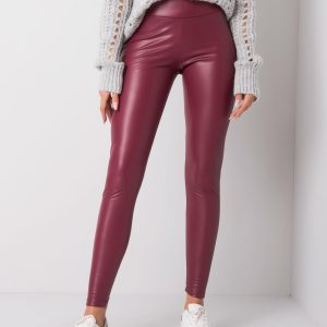 Burgundy leatherette leggings from Briana RUE PARIS