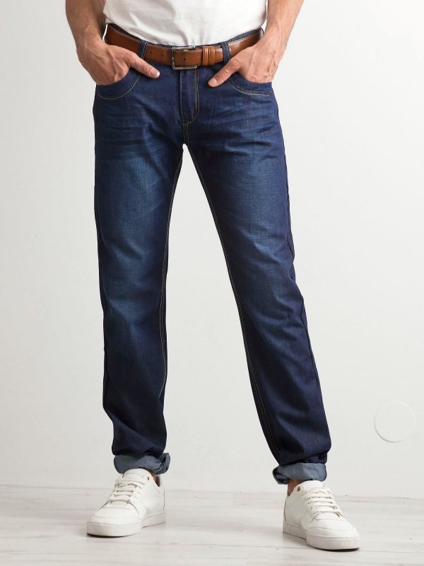 Dark blue classic men's jeans