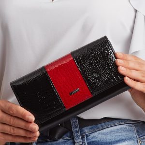 Black and red leather wallet