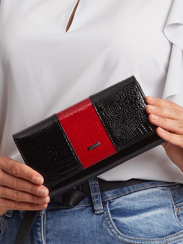 Black and red leather wallet