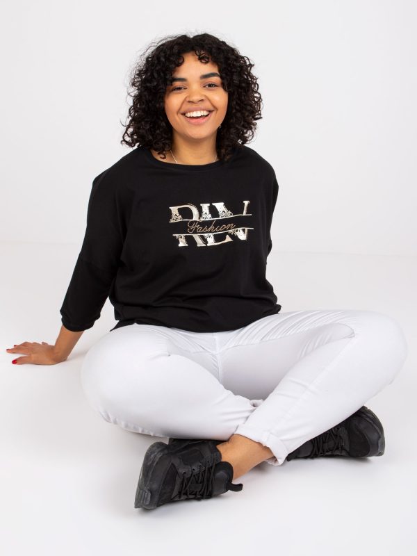 Black plus size blouse with Cordelia inscription