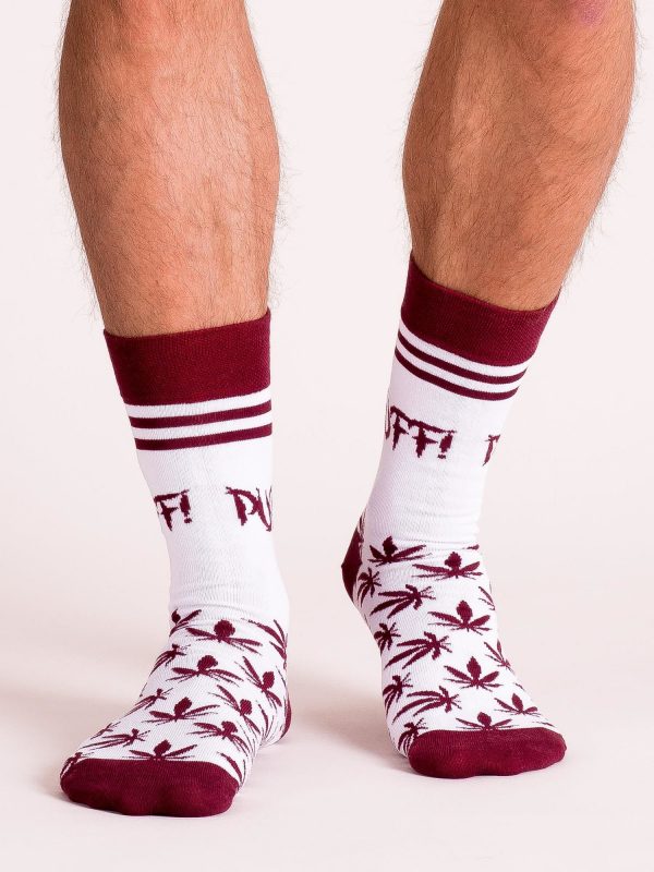 White Pattern Men's Socks