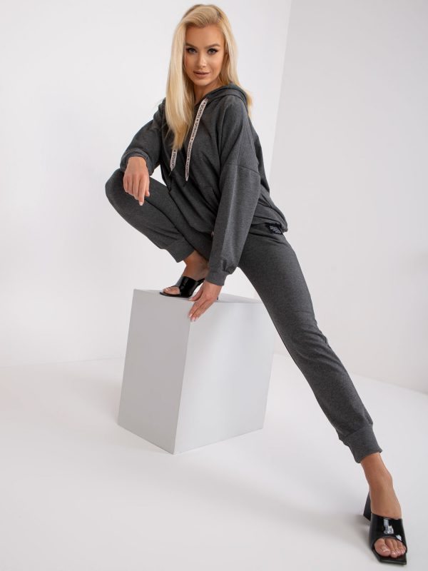 Dark Grey Melange Cotton Tracksuit Set Alejandra