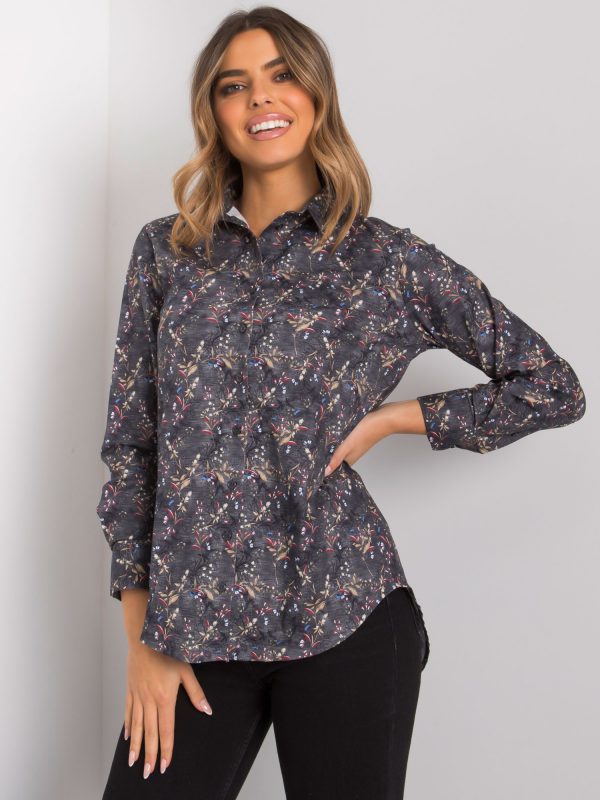 Dark grey patterned shirt for women Clermont RUE PARIS