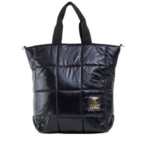 Black quilted bag with detachable strap