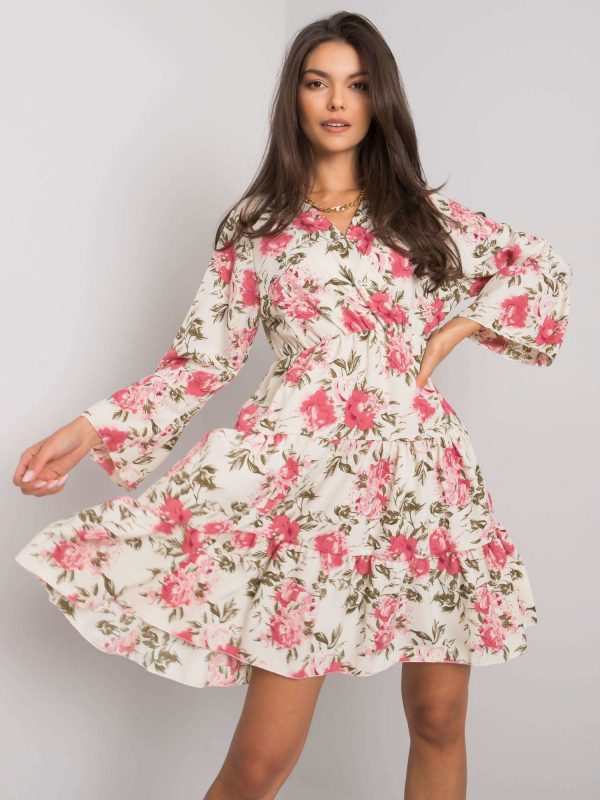 Beige and Pink Leighton Floral Dress