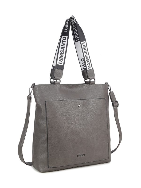 Grey city bag with LUIGISANTO decorative handles