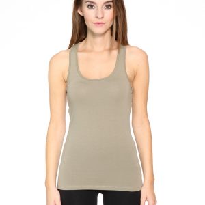 Khaki uniform top on smooth straps