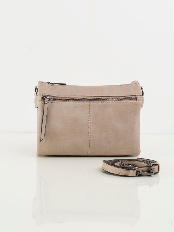 Beige longitudinal bag made of eco-leather