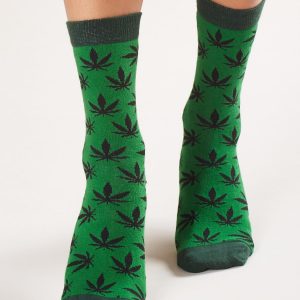 Green socks with print