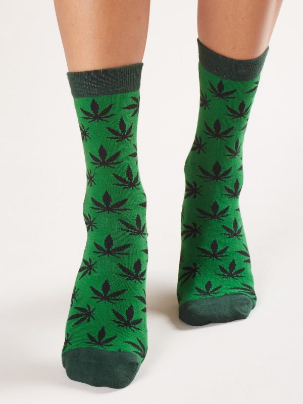 Green socks with print