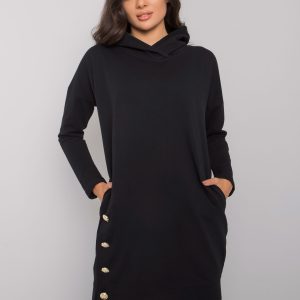 Black sweatshirt dress with hood Preston RUE PARIS