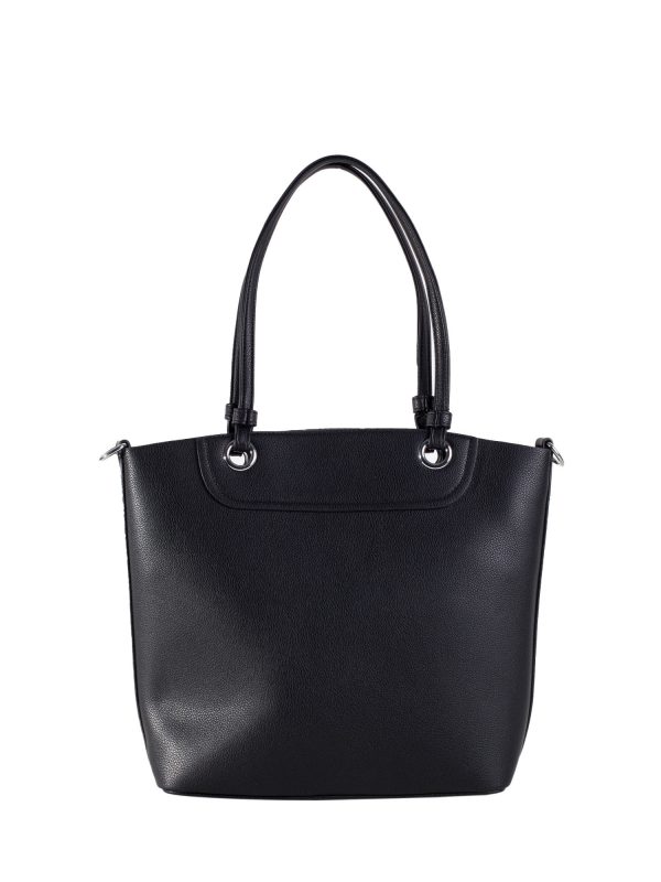 Black capacious shoulder bag with cosmetic bag