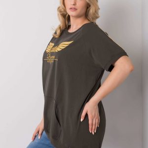 Dark Khaki Cotton Plus Size Shaunee Blouse