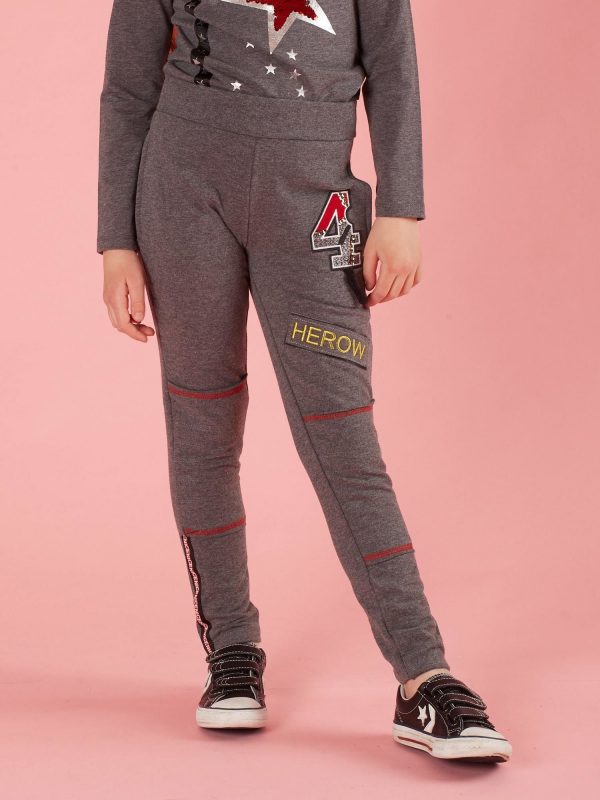 Dark grey children's sweatpants with stripes