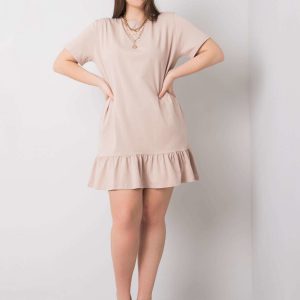 Sarah's beige plus size dress