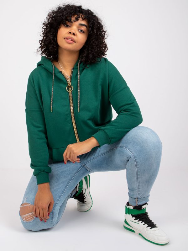 Dark Green Sweatshirt Plus Size Kangaroo Amanda