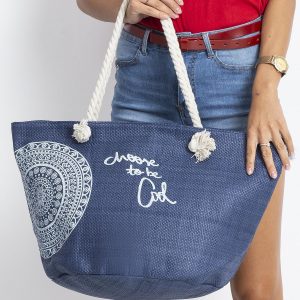 Navy Blue Braided Printed Bag