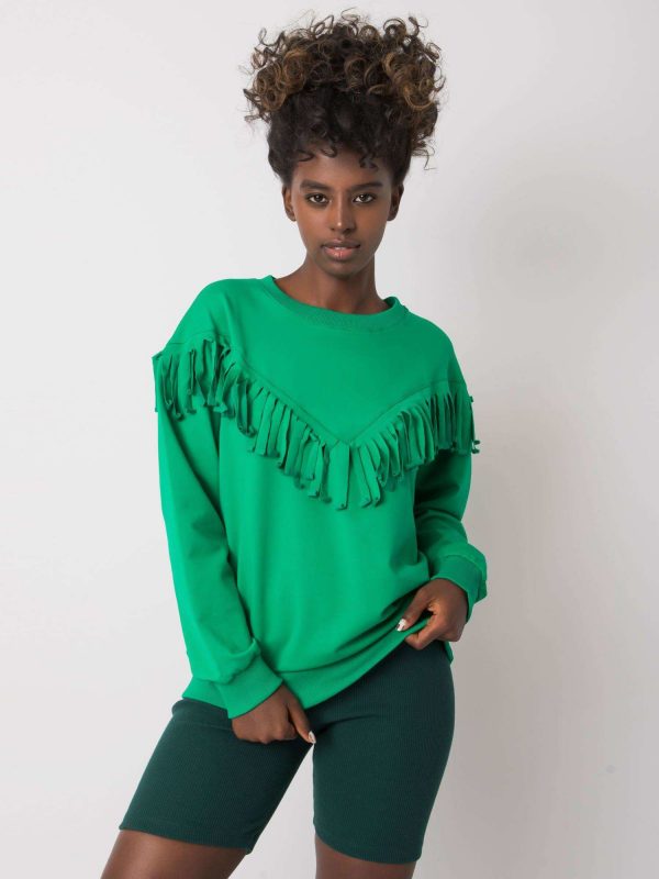 Antoniella green fringed sweatshirt