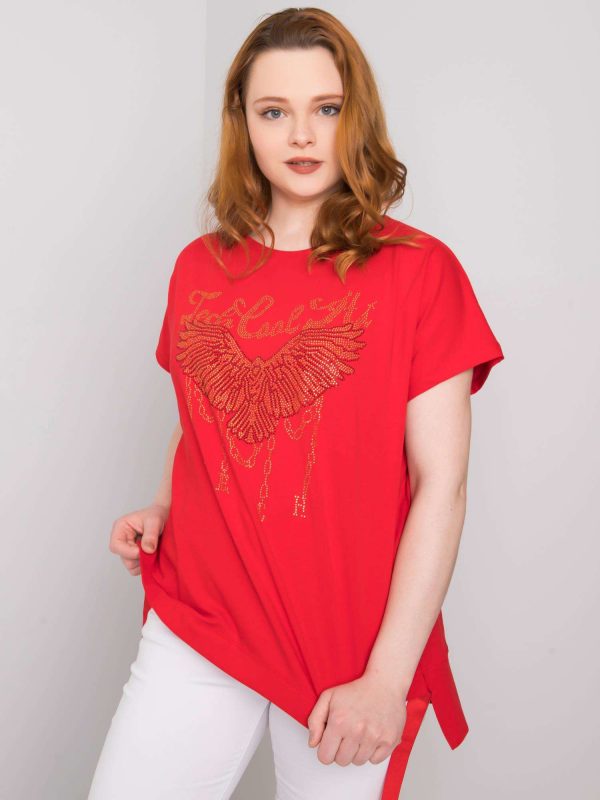 Red Plus Size Sherry Cotton Blouse