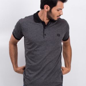 Dark Grey Men's Letter Polo Shirt