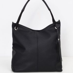 Large black faux leather bag