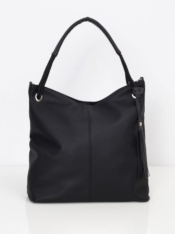 Large black faux leather bag