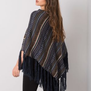 Navy Alvinda Patterned Poncho