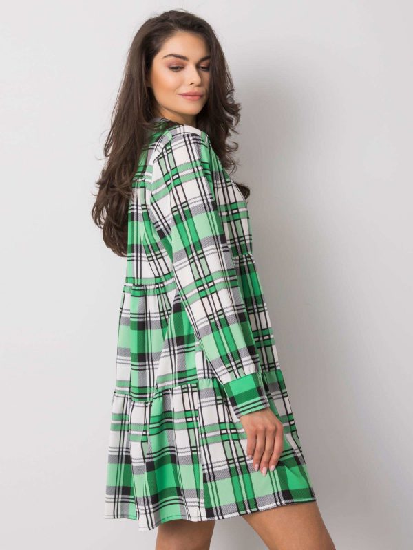 Green and White Plaid Capua Dress