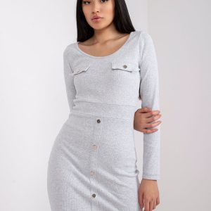 Light grey melange striped dress Barletta RUE PARIS