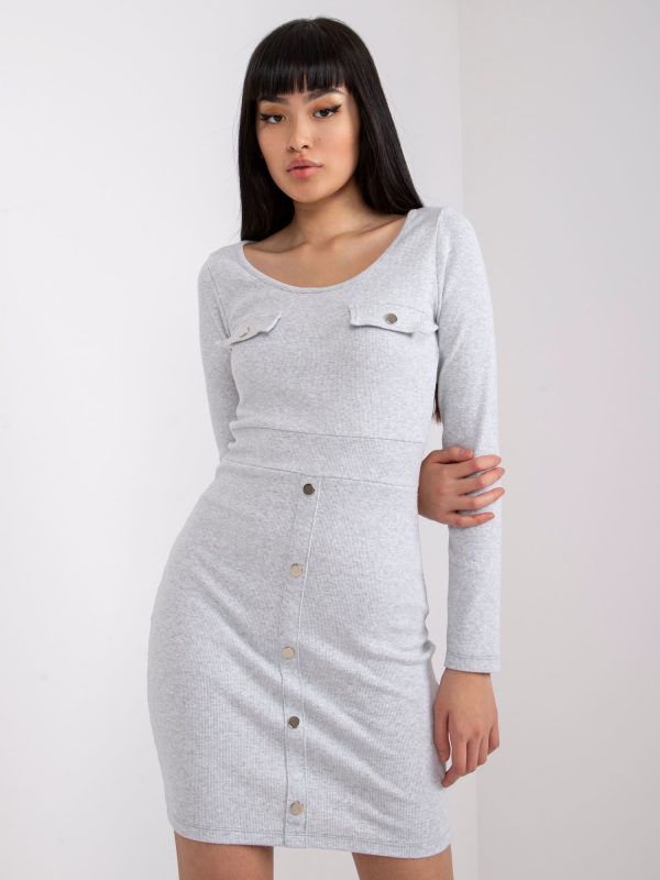 Light grey melange striped dress Barletta RUE PARIS