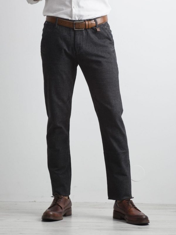 Dark Grey Fabric Men's Pants