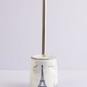 White toilet brush with print