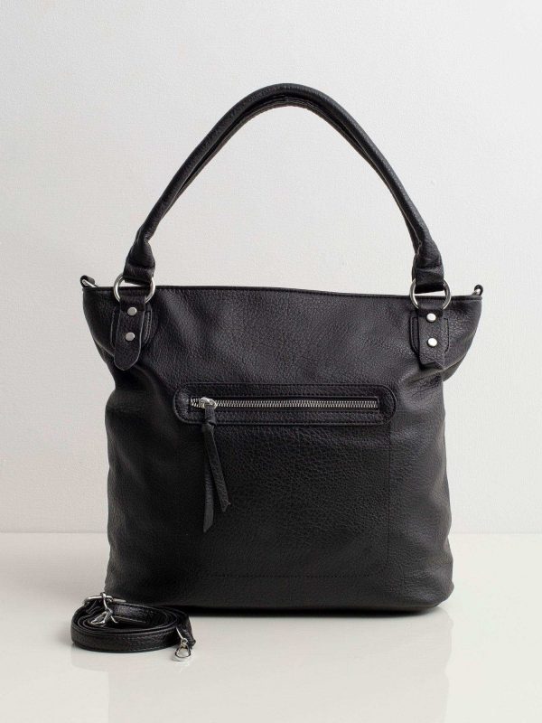 Black soft bag made of eco leather