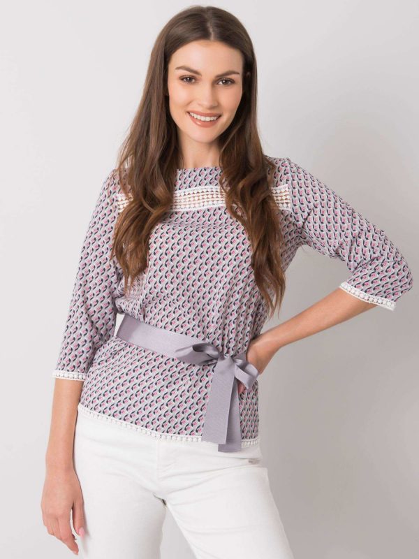 Gray blouse with Ifrah patterns