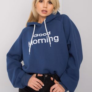 Dark blue padded oversize hooded sweatshirt by Alice