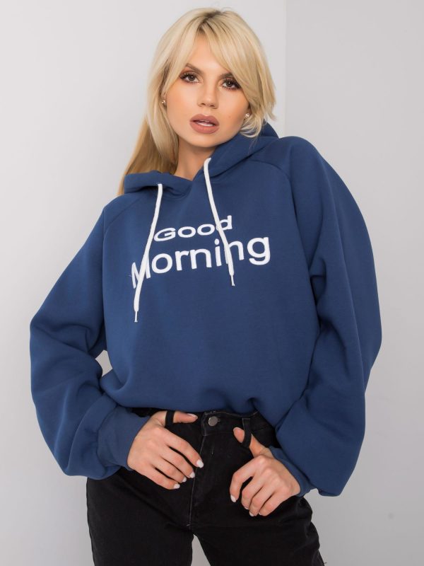 Dark blue padded oversize hooded sweatshirt by Alice