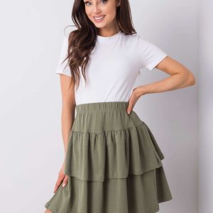 Khaki mini skirt with flounces by Jenny