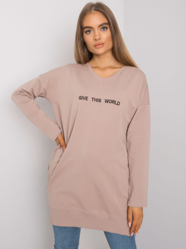 Dark beige tunic with the inscription Halifax RUE PARIS